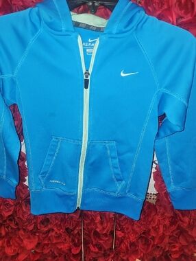 Nike Girls Bright Blue Therma-Fit Zip Hoodie Size Small